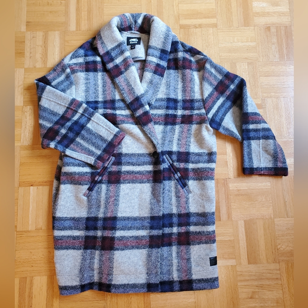 Roots Canada Plaid Wool Coat Size XL